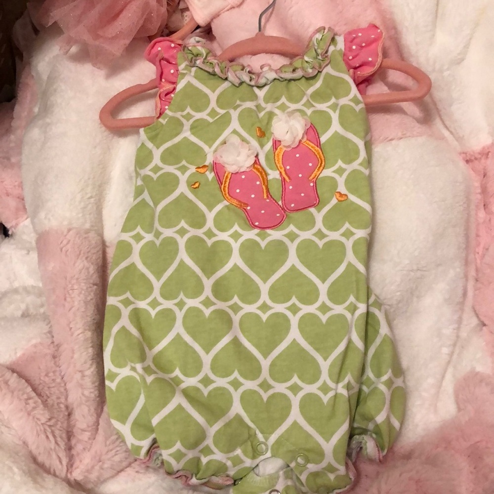 Pink and lime green romper